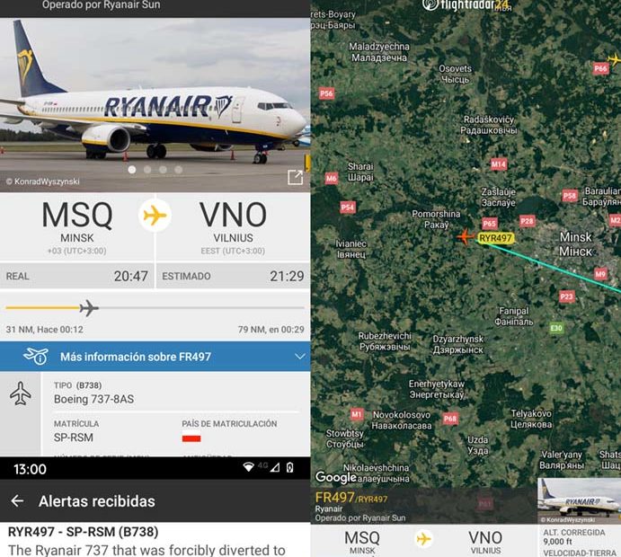 Vuelo RYR497 ©FlightRadar24