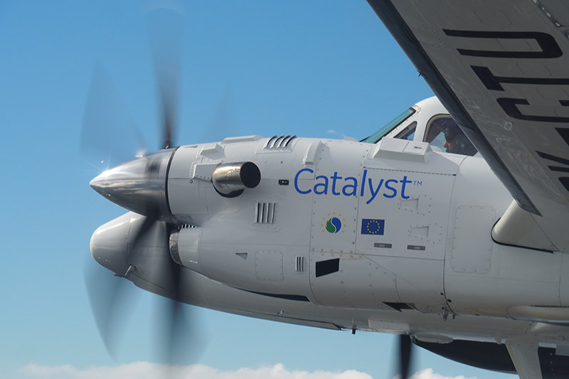 El motor Catalyst en vuelo en un banco de pruebas de vuelo Beechcraft King Air ©GE Aviation