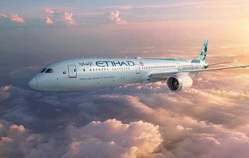 El vuelo sostenible EY20 de Etihad operará el 23 de octubre de 2021 desde Londres Heathrow a Abu Dhabi ©Etihad
