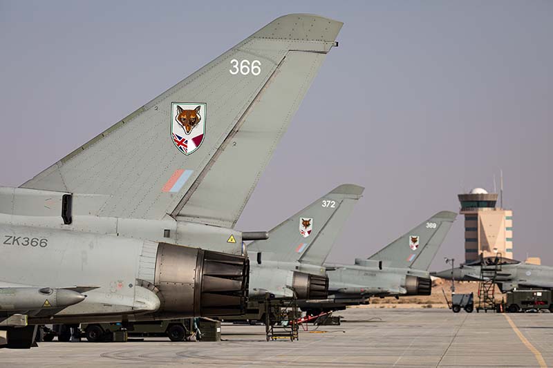 RAF Typhoon del 12 Squadron de la RAF Coningsby en Oman durante el ejercicio MAGIC CARPET 21. ©RAF