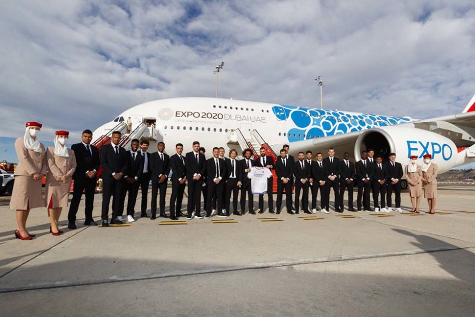 El Real Madrid llega a Riad en el A380 de la Expo Dubái ©Emirates