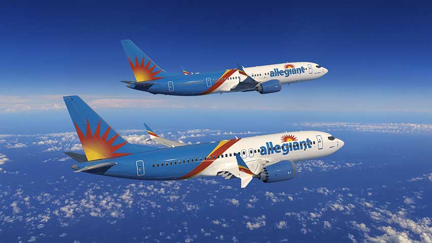 Render de los Boeing 737-7 y 737-8-200 con la librea de Allegiant. ©Boeing