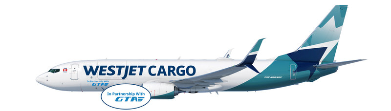 Carguero Boeing 737-800NG de WestJet Cargo, en asociación con GTA. (CNW Group/WESTJET, una asociación de Alberta)