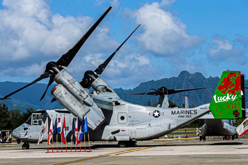 Imagen de un MV-22B Osprey del Escuadrón de Tiltrotores Medianos 363. Foto del Cuerpo de Marines de EE. UU. por Lance Cpl. Jacob Wilson