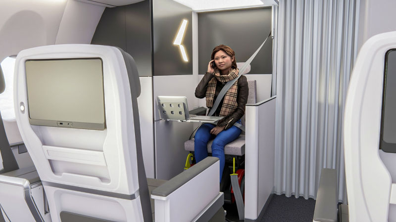 Nuevo concepto para que los pasajeros viajen en avión con sillas de ruedas eléctricas ©Collins Aerospace