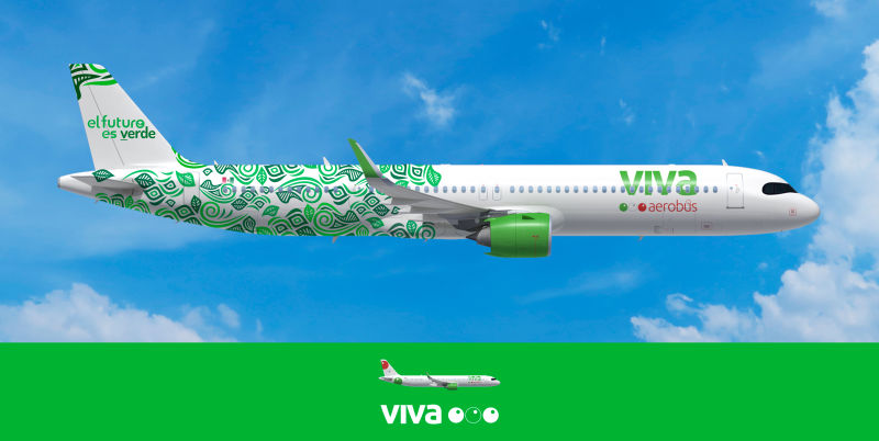 Nuevo livery con motivo de su cultura ambiental. ©Viva Aerobus