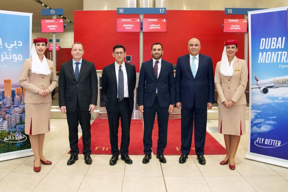 David Broz, Vicepresidente de Asuntos Aeropolíticos e Industriales; S.E. Radha Krishna Panday, Embajador de Canadá en los EAU; Adnan Kazim, Director Comercial; y Salem Obaidalla, Vicepresidente Senior de Operaciones Comerciales, Américas ©Emirates