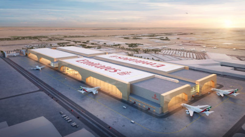 Las nuevas instalaciones en Dubai World Central (DWC) serán las más grandes y avanzadas en aviación comercial, impulsando la infraestructura de aviación de Dubai ©Emirates