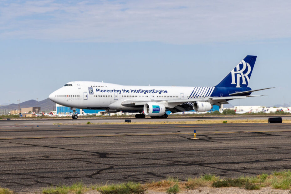 Ensayo en vuelo de la BSI Boeing Short Inlet en el banco de pruebas volante Rolls-Royce 747 en Tucson ©Rolls-Royce