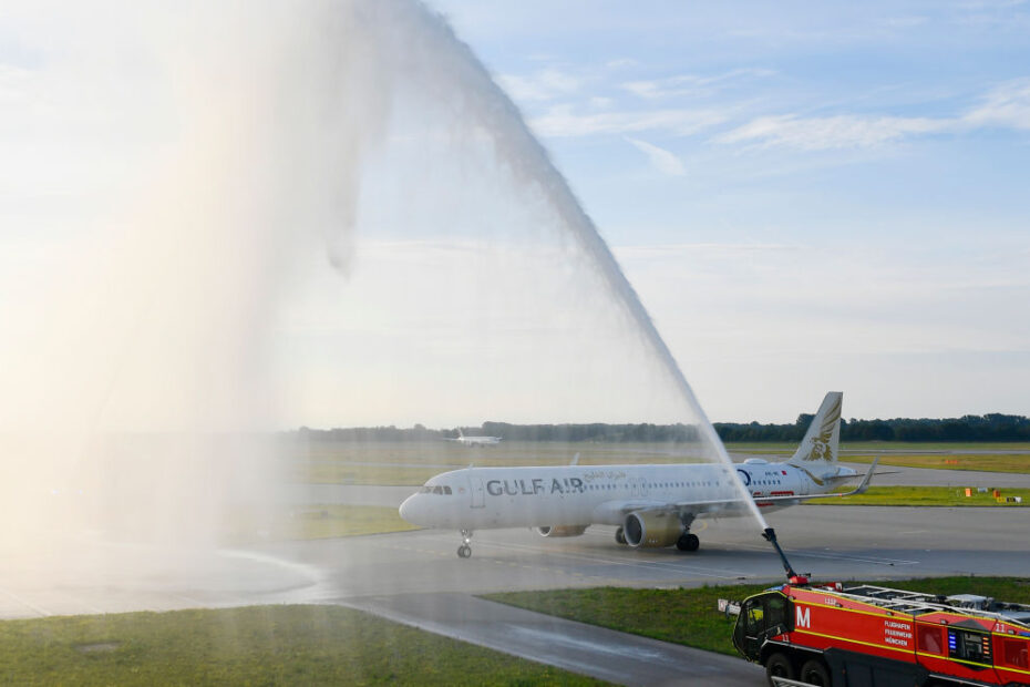 Bautismo de agua en Gulf Air ©Munich Airport
