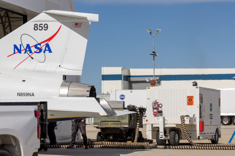 El X-59 se somete a las pruebas iniciales de funcionamiento del motor en Palmdale, California. Fotografía de Lockheed Martin por Garry Tice. ©Lockheed Martin