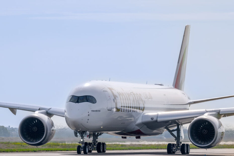 El primer A350 de Emirates embarca en un vuelo ferry de Toulouse (TLS) a Dubai. ©Emirates