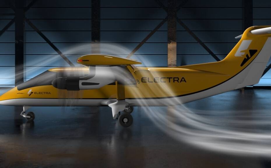 Ilustración: Los motores eléctricos soplan aire sobre el ala y los grandes alerones del EL9, lo que permite unas capacidades de despegue y aterrizaje ultracortas sin precedentes. ©Electra.aero