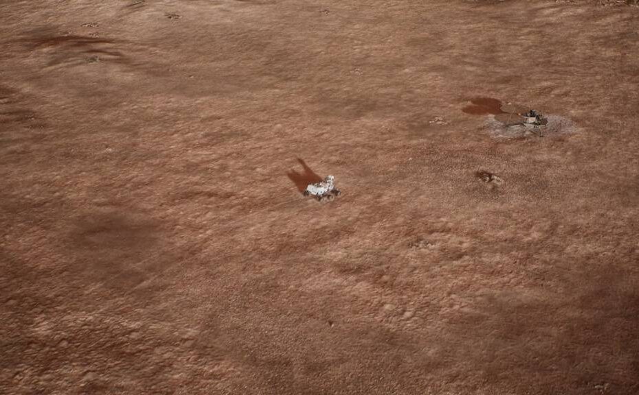 El rover Perseverance de la NASA se aproxima al módulo de aterrizaje MSR con muestras. ©NASA