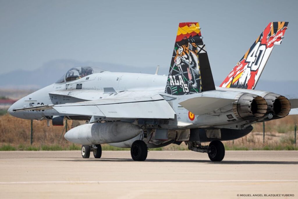 El destacamento está formado por cuatro cazas E/F-18M Hornet, personal de apoyo táctico y medios logísticos - foto cortesía del Ejército del Aire y del Espacio