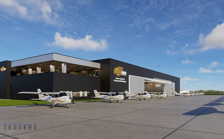 Renderización exterior del Cessna + Beechcraft por Textron Aviation Hangar ©Textron Aviation