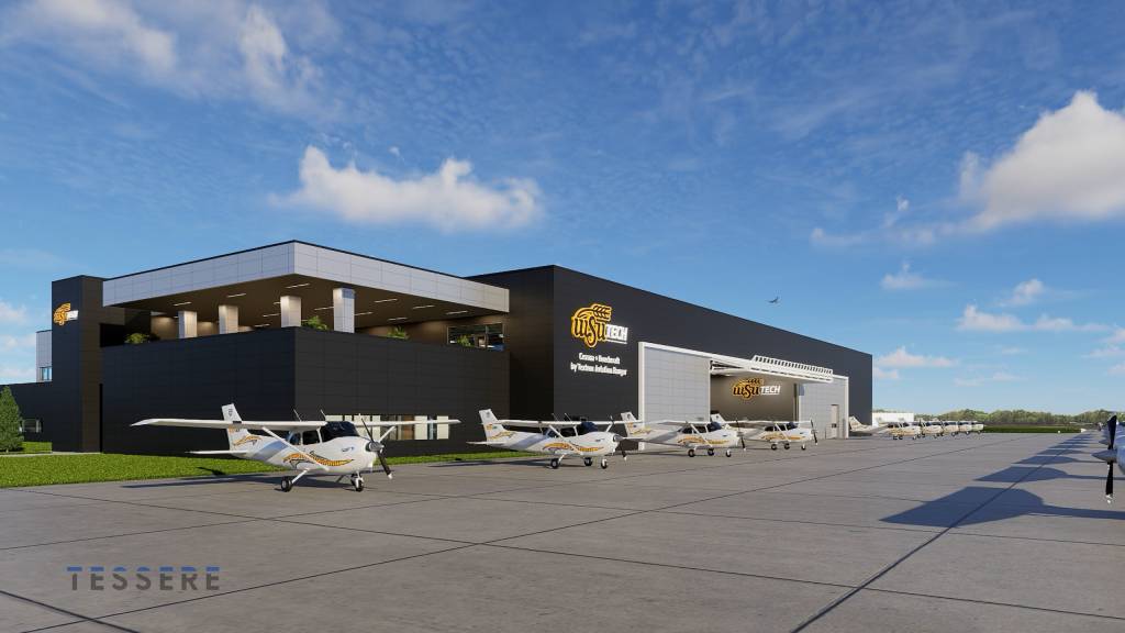 Renderización exterior del Cessna + Beechcraft por Textron Aviation Hangar ©Textron Aviation