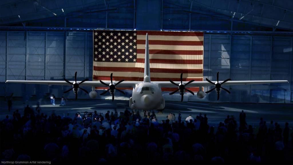 El E-130J recibió su popular nombre, Phoenix II, en agosto de 2025. El Phoenix II será el nuevo avión de misión Take Charge and Move Out (TACAMO) de la Armada durante las próximas décadas. (Representación artística de Northrop Grumman)