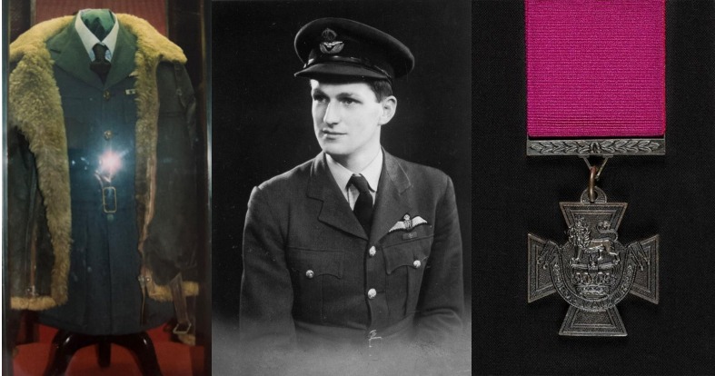 Teniente de vuelo James B. Nicolson VC (1917-1945) con su chaqueta de vuelo original. ©RAF