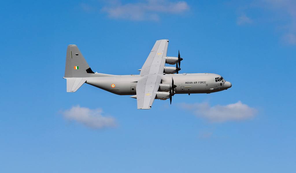 Primer vuelo del C-130J en la India. Imagen: Lockheed Martin