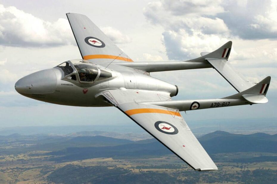 El DH-115 Vampire T.35 forma parte de la Flota Histórica de Temora de la Real Fuerza Aérea Australiana. Esta imagen ha sido proporcionada por el Museo de Aviación de Temora.