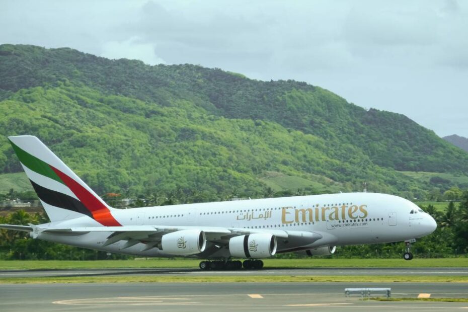 Aterrizaje del A380 en el aeropuerto de Mauricio ©Emirates