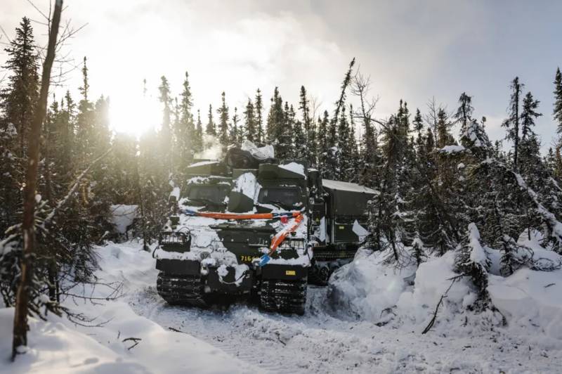 El vehículo blindado sueco se abre paso a través de un denso bosque de coníferas. Foto: Regimiento Dal 13/Fuerzas Armadas de Suecia (Försvarsmakten)
