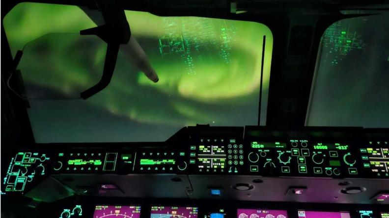 Auroras boreales vistas desde la cabina del A400M. ©Armée de l’Air et de l'Espace