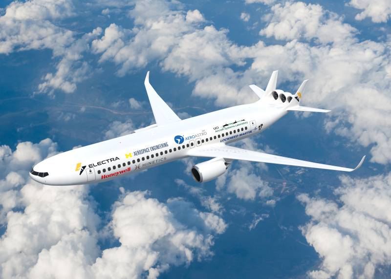 El concepto de avión de pasajeros AACES 2050 de Electra para la NASA, con electrificación selectiva, podría ofrecer una mejora de la eficiencia de hasta un 17 %. Crédito: Electra
