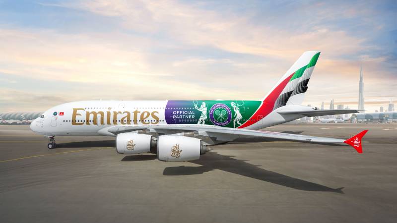 Emirates icónico: librea personalizada del A380 de Wimbledon ©Emirates