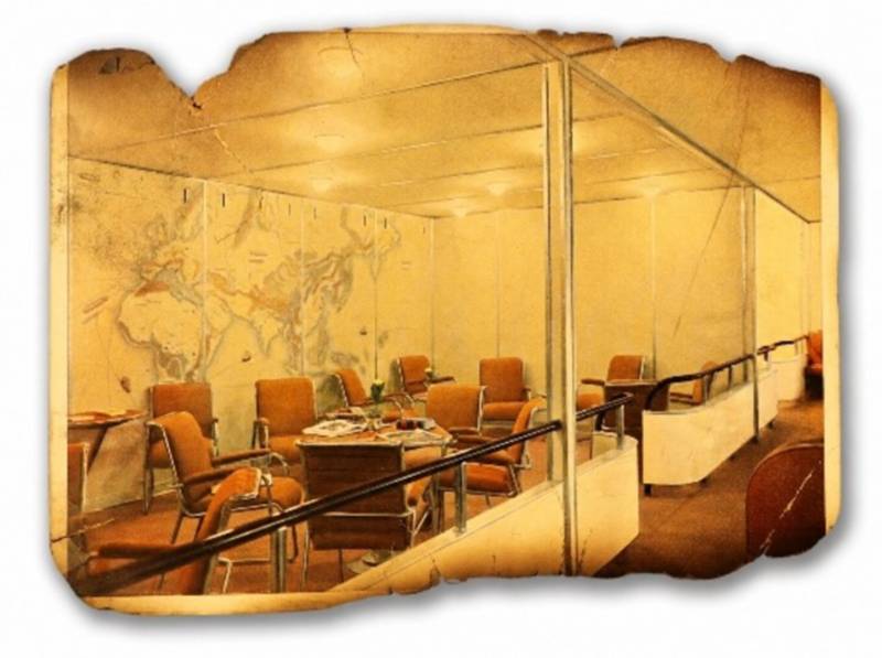 Durante la exposición se exhibirá una fotografía del salón del Hindenburg tomada desde el dirigible. Imagen: Frontiers of Flight Museum