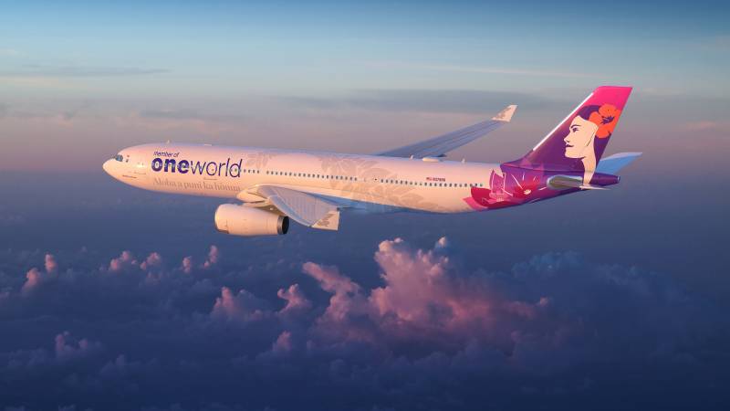 Avión Airbus A330 de Hawaiian Airlines, miembro de oneworld ©Hawaiian Airlines
