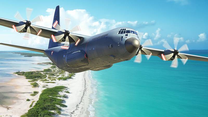 Una representación del C-130J-30 Super Hércules de México. La Fuerza Aérea Mexicana (FAM) anunció recientemente la adquisición de un segundo avión de transporte táctico Lockheed Martin C-130J-30 Super Hércules, lo que consolida el papel de México como líder regional en movilidad aérea. ©Lockheed Martin