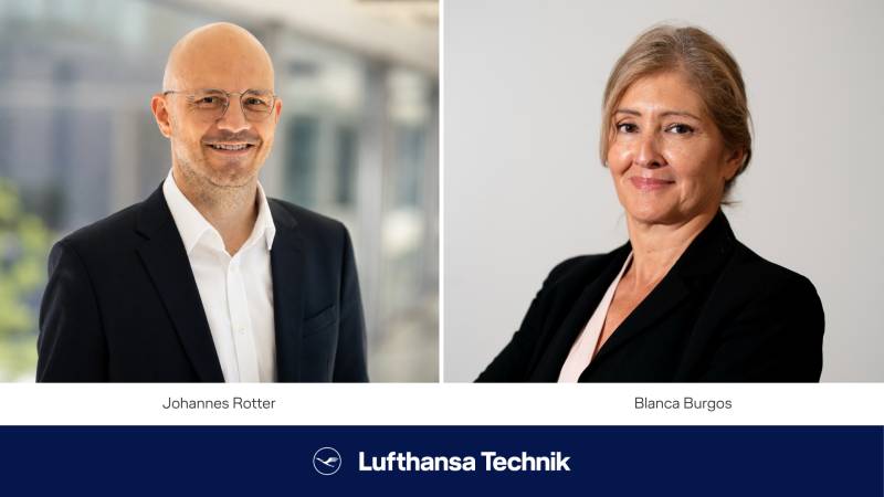 Johannes Rotter (director general de Lufthansa Technik Budapest) y Blanca Burgos (directora general de Lufthansa Technik Puerto Rico) ©Lufthansa Technik